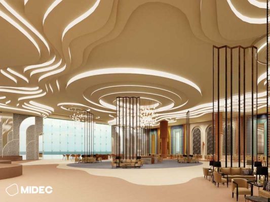 Mẫu trần thạch cao lượn sóng khách sạn đẹp