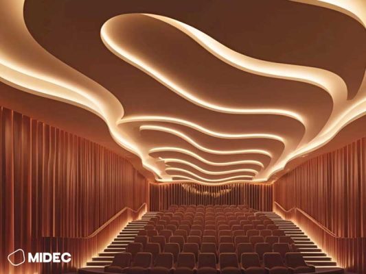 Mẫu trần thạch cao lượn sóng khu vực giải trí