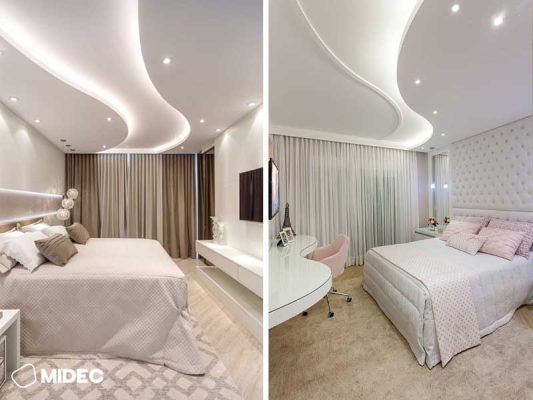 Mẫu trần thạch cao lượn sóng phòng ngủ hiện đại